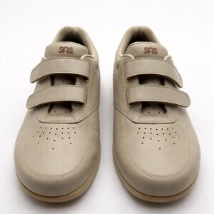 SAS Me Too Bone Leather Walking Shoes Hook Loop Straps Women's 8 M Made in USA